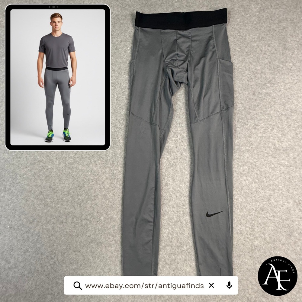 Nike Pro Dri-FIT Mens Compression Tights Gray Training Leggings Small DD1913-068